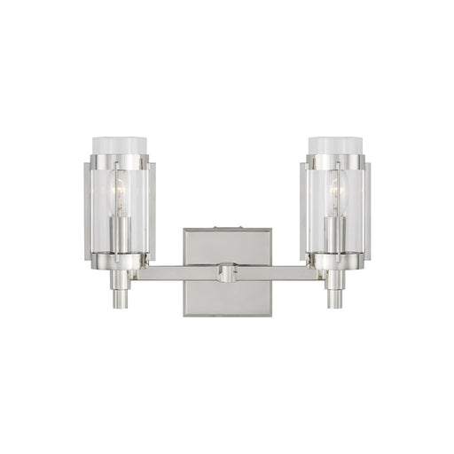 Visual Comfort Studio Flynn 2 Light Vanity, Polished Nickel/Clear - LV1012PN