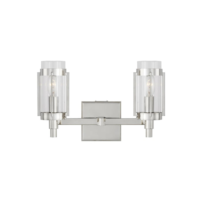 Visual Comfort Studio Flynn 2 Light Vanity, Polished Nickel/Clear - LV1012PN