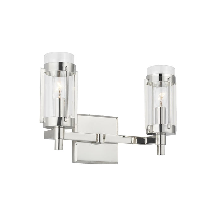 Visual Comfort Studio Flynn 2 Light Vanity, Polished Nickel/Clear