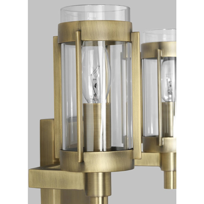 Visual Comfort Studio Flynn 2 Light Vanity, Time Worn Brass/Clear