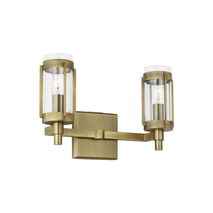 Visual Comfort Studio Flynn 2 Light Vanity, Time Worn Brass/Clear