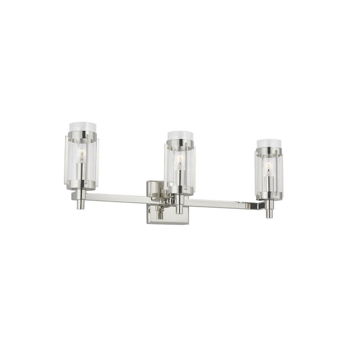 Visual Comfort Studio Flynn 3 Light Vanity, Polished Nickel/Clear