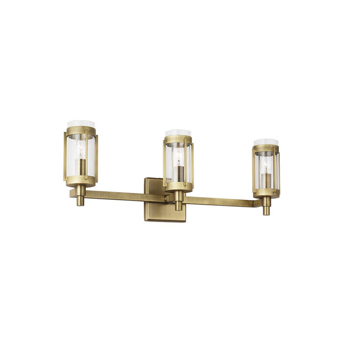 Visual Comfort Studio Flynn 3 Light Vanity, Time Worn Brass/Clear