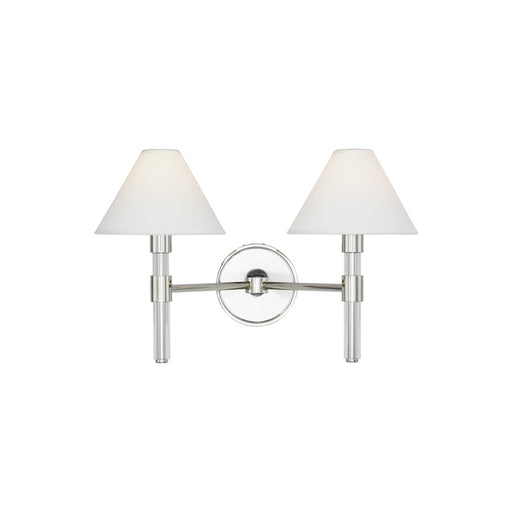 Visual Comfort Studio Robert 2 Light Vanity, Polished Nickel/White - LV1032PN