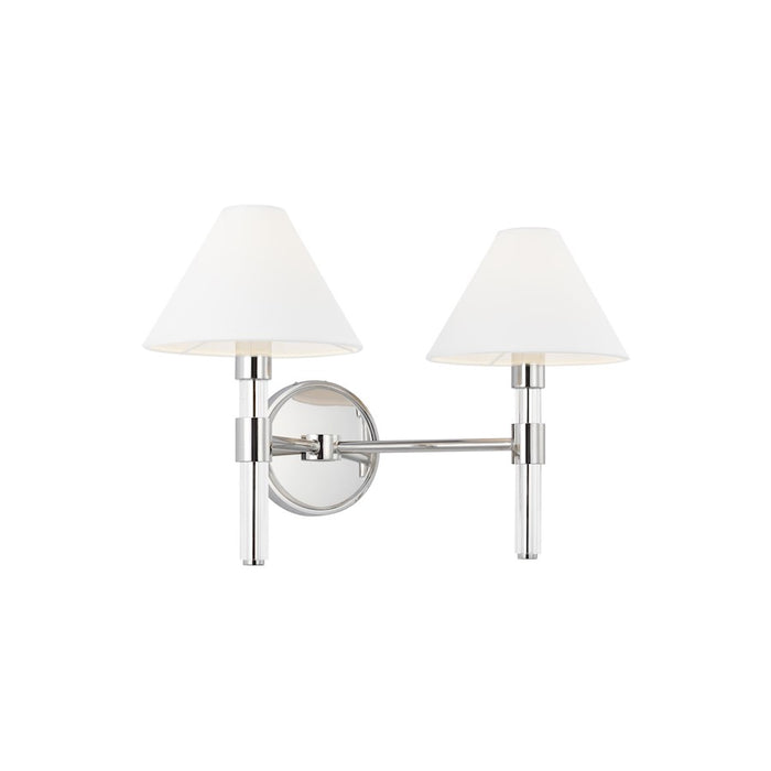 Visual Comfort Studio Robert 2 Light Vanity, Polished Nickel/White