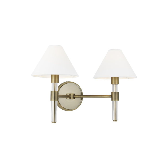 Visual Comfort Studio Robert 2 Light Vanity, Time Worn Brass/White