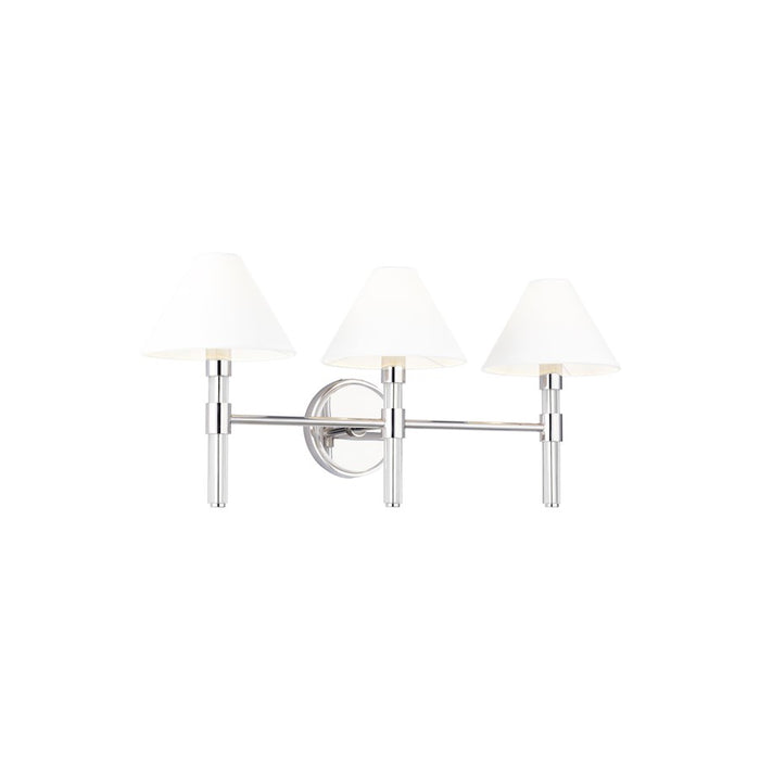 Visual Comfort Studio Robert 3 Light Vanity, Polished Nickel/White