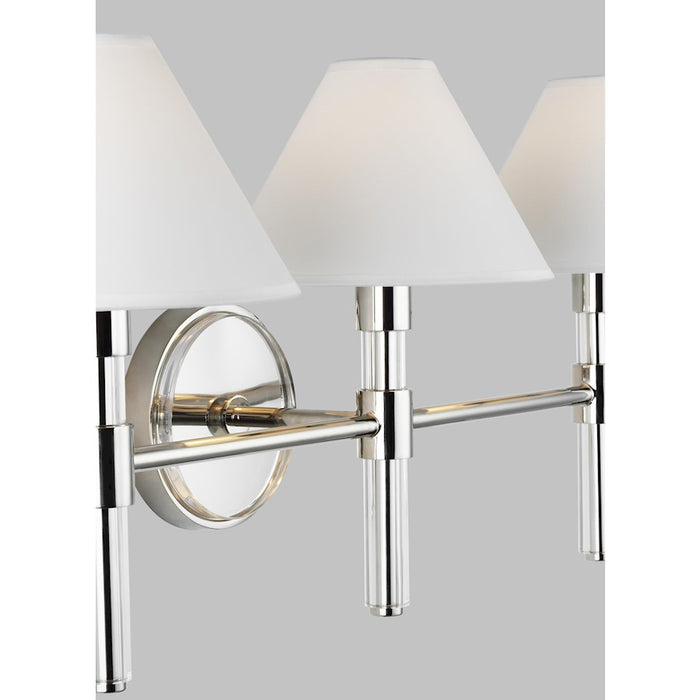 Visual Comfort Studio Robert 3 Light Vanity, Polished Nickel/White