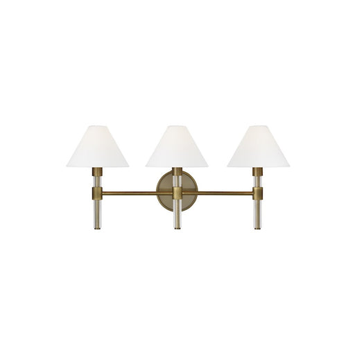 Visual Comfort Studio Robert 3 Light Vanity, Time Worn Brass/White - LV1043TWB