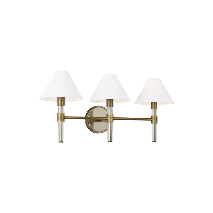 Visual Comfort Studio Robert 3 Light Vanity, Time Worn Brass/White