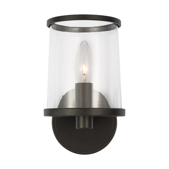 Visual Comfort Studio Reynolds 1Lt Wall Bath Fixture, Aged Iron/Clear - LV1081AI