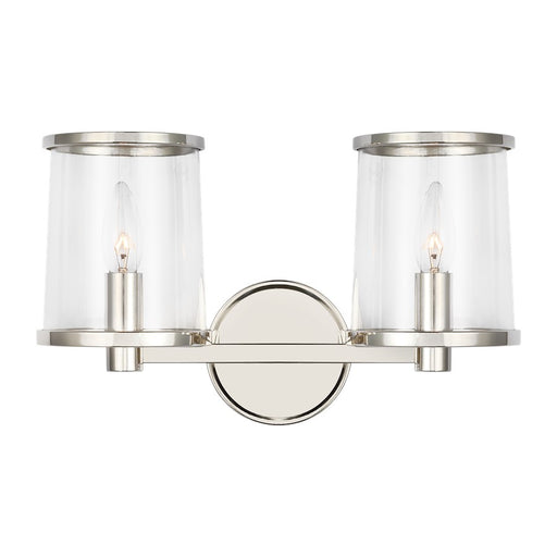 Visual Comfort Studio Reynolds 2Lt Wall Bath Fixture, Nickel/Clear - LV1082PN