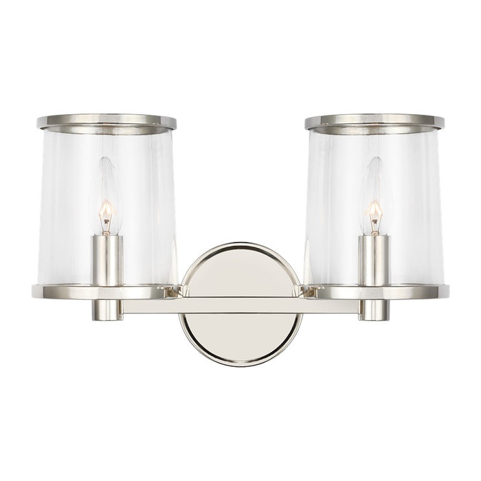 Visual Comfort Studio Reynolds 2Lt Wall Bath Fixture, Nickel/Clear - LV1082PN