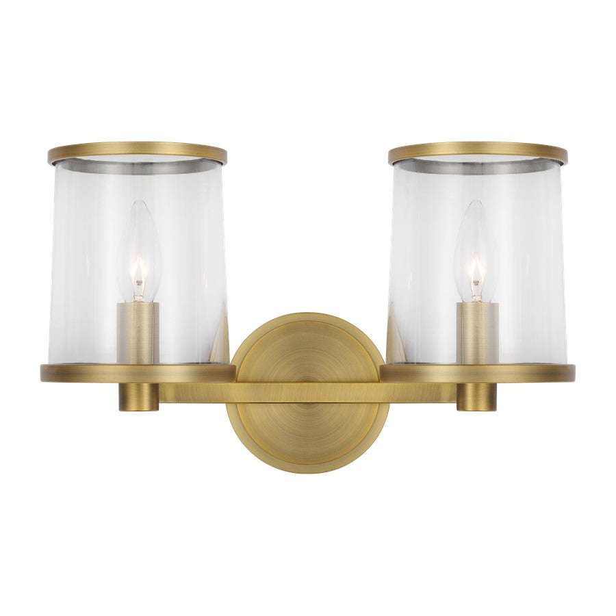 Visual Comfort Studio Reynolds 2Lt Bath Fixture, Time Worn Brass - LV1082TWB