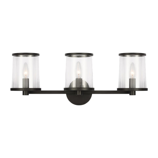 Visual Comfort Studio Reynolds 3Lt Wall Bath Fixture, Aged Iron/Clear - LV1083AI