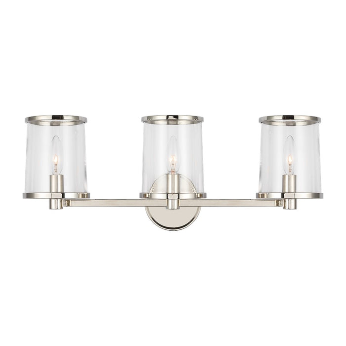 Visual Comfort Studio Reynolds 3Lt Wall Bath Fixture, Nickel/Clear - LV1083PN
