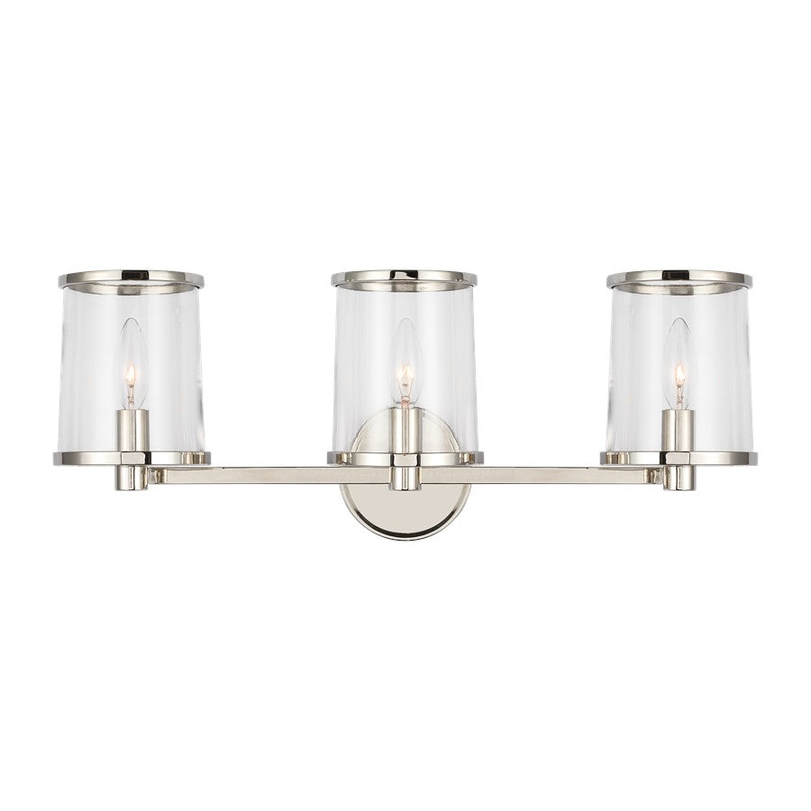 Visual Comfort Studio Reynolds 3Lt Wall Bath Fixture, Nickel/Clear - LV1083PN