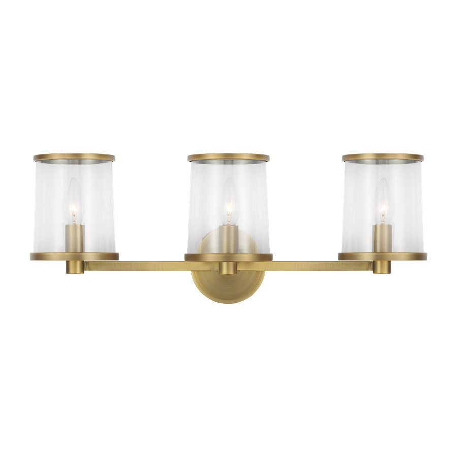 Visual Comfort Studio Reynolds 3Lt Bath Fixture, Time Worn Brass - LV1083TWB