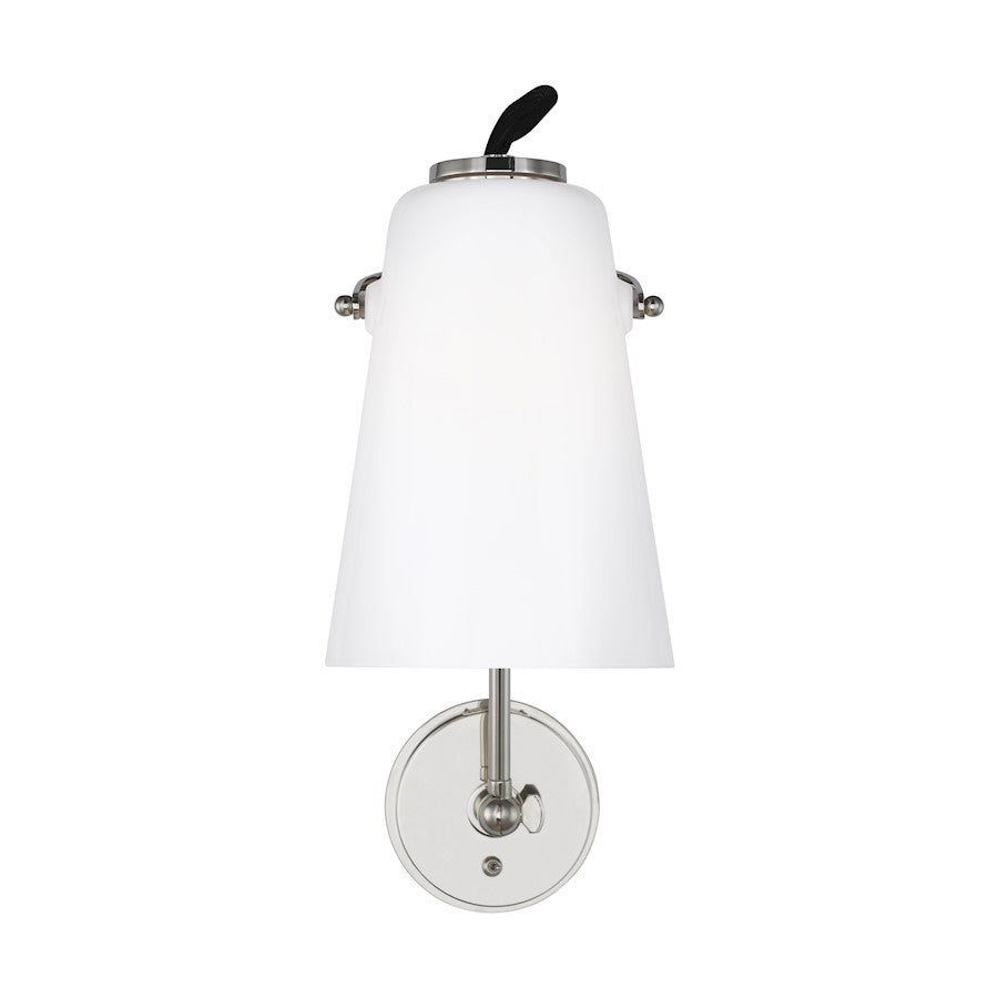 Visual Comfort Studio Hazel 1-Lt Task Wall Sconce, Nickel/Milk White - LW1001PN