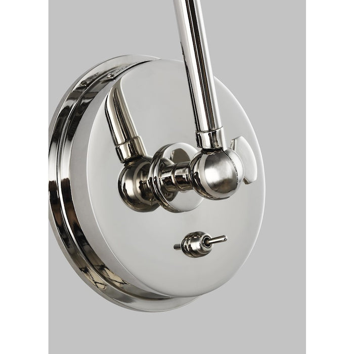 Visual Comfort Studio Hazel 1-Lt Task Wall Sconce, Nickel/Milk White