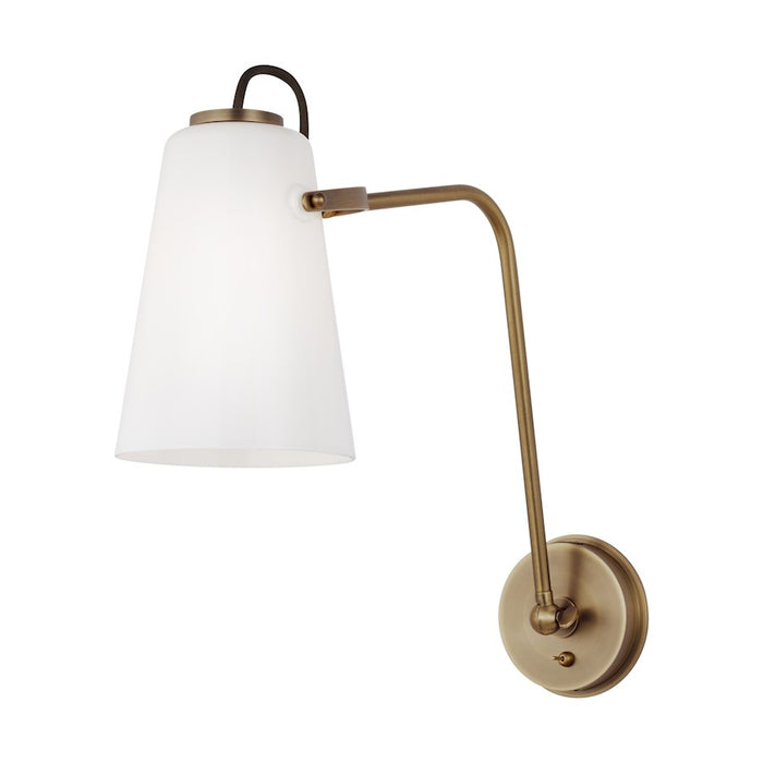 Visual Comfort Studio Hazel 1-Lt Task Wall Sconce, Brass/Milk White - LW1001TWB