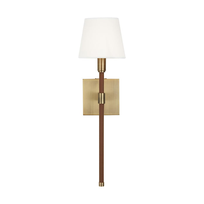 Visual Comfort Studio Katie 1-Lt Sconce, Time Worn Brass/White Linen - LW1011TWB