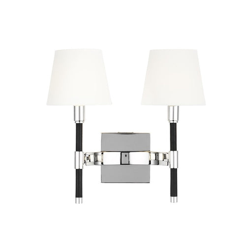 Visual Comfort Studio Katie 2-Lt Double Sconce, PN/White Linen - LW1022PN