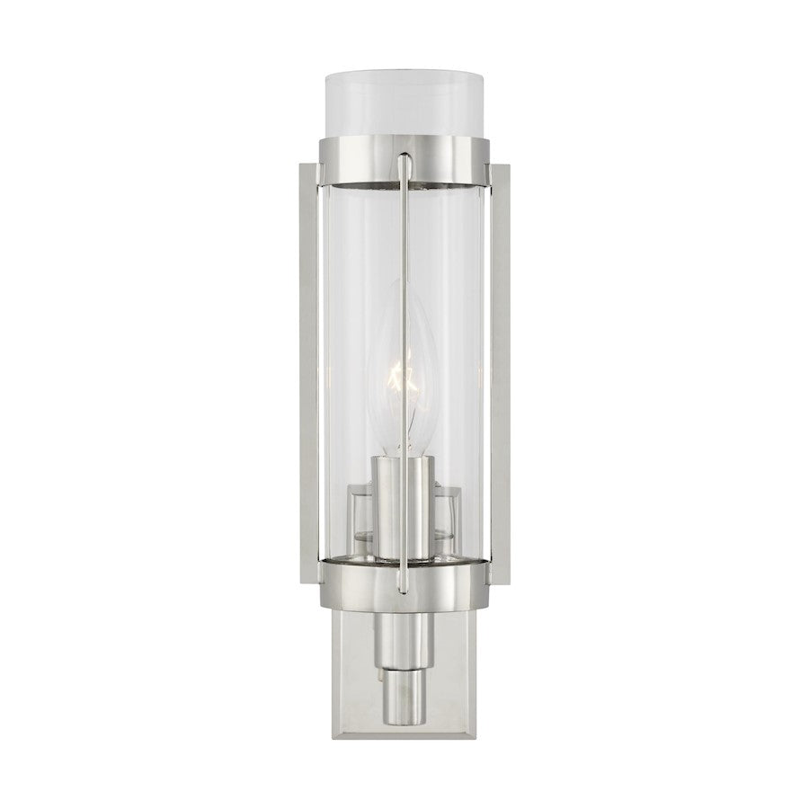 Visual Comfort Studio Flynn 1 Light Sconce, Polished Nickel/Clear - LW1031PN