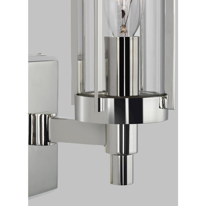 Visual Comfort Studio Flynn 1 Light Sconce, Polished Nickel/Clear