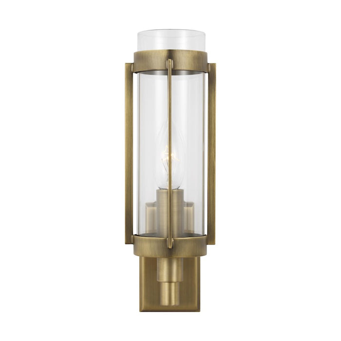 Visual Comfort Studio Flynn 1 Light Sconce, Time Worn Brass/Clear - LW1031TWB