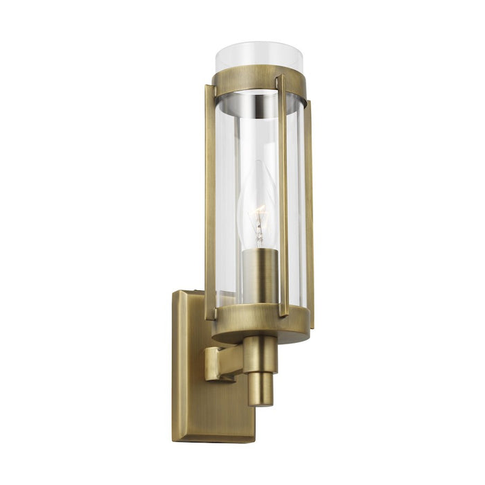 Visual Comfort Studio Flynn 1 Light Sconce, Time Worn Brass/Clear