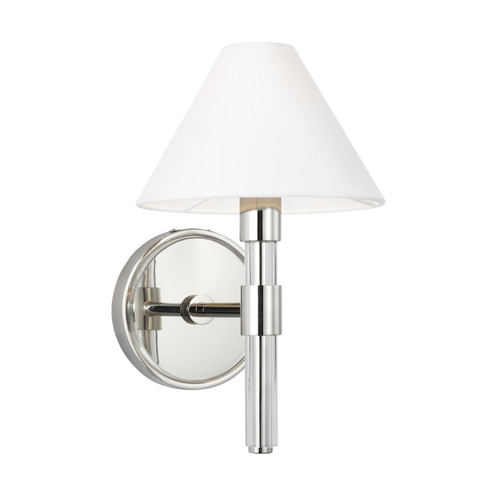 Visual Comfort Studio Robert 1 Light Sconce, Polished Nickel/White