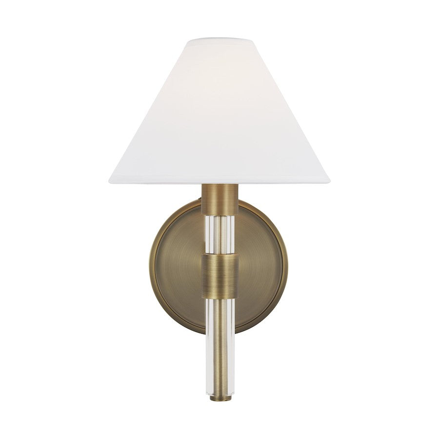 Visual Comfort Studio Robert 1 Light Sconce, Time Worn Brass/White - LW1041TWB