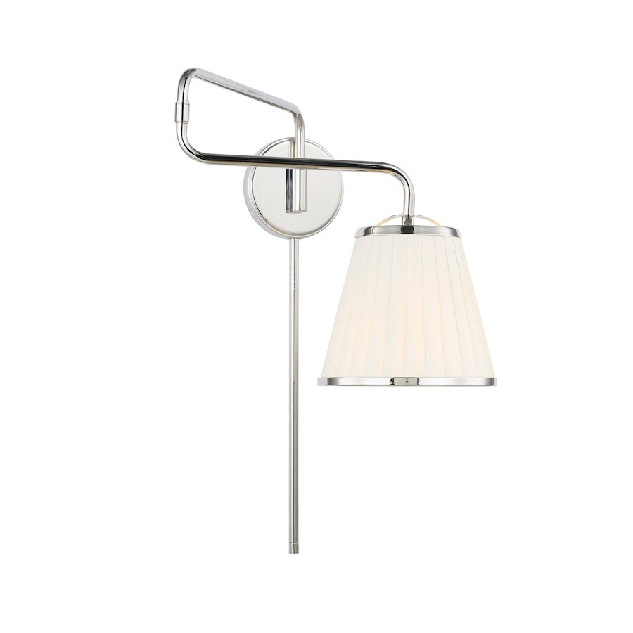 Visual Comfort Studio Esther 1-Lt Swing Arm Sconce, Nickel/WH Pleated - LW1081PN