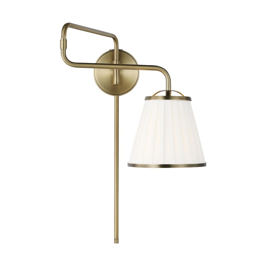 Visual Comfort Studio Esther 1-Lt Swing Arm Sconce, BS/WH Pleated - LW1081TWB