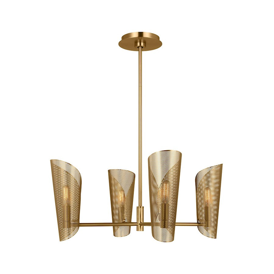 Visual Comfort Studio Plivot 3-Lt Med Chandelier, Burnished Brass - LXC1074BBS