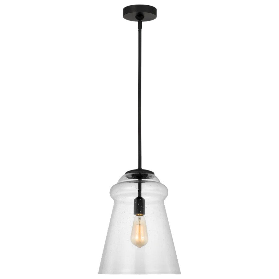 Generation Lighting Sean Lavin Loras 1-Lt Pendant, Black/Clear Seeded - P1459MBK