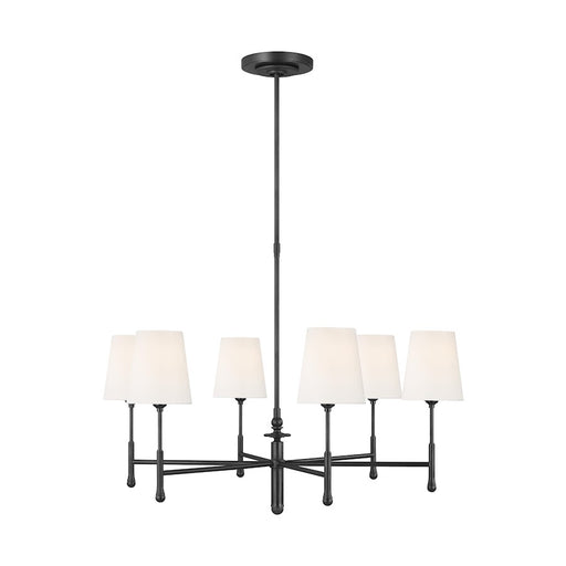 Visual Comfort Studio Capri 6 Light Med Chandelier, Iron/White Linen - TC1016AI