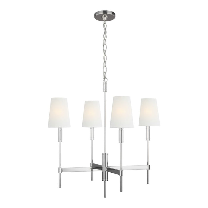 Visual Comfort Studio Beckham Classic 4-Lt Med Chandelier, Nickel/WH - TC1034PN