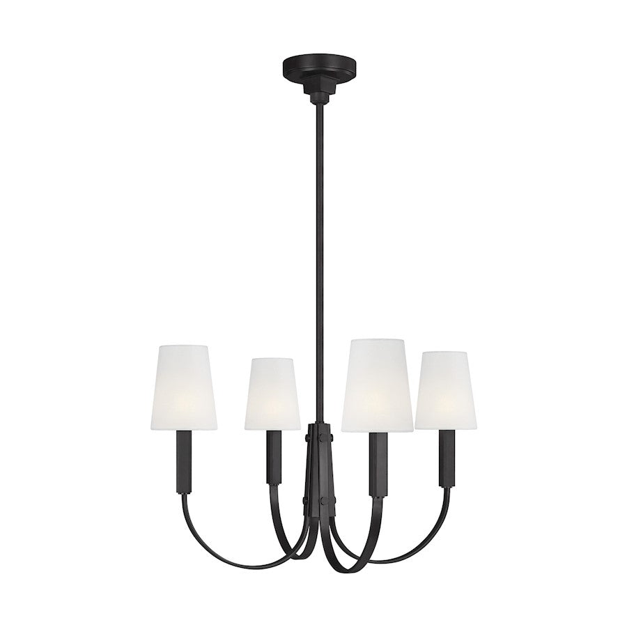 Visual Comfort Studio Logan 4 Light Med Chandelier, Iron/White Linen - TC1084AI