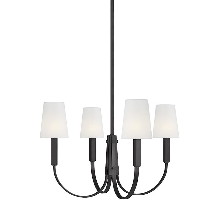 Visual Comfort Studio Logan 4 Light Med Chandelier, Iron/White Linen