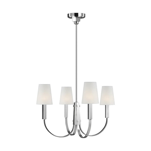 Visual Comfort Studio Logan 4-Lt Med Chandelier, Nickel/White Linen - TC1084PN