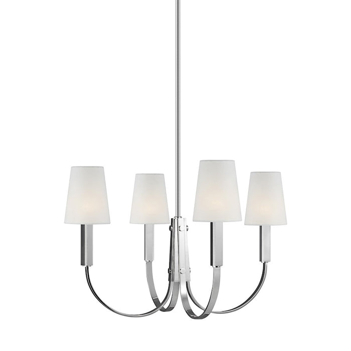 Visual Comfort Studio Logan 4-Lt Med Chandelier, Nickel/White Linen