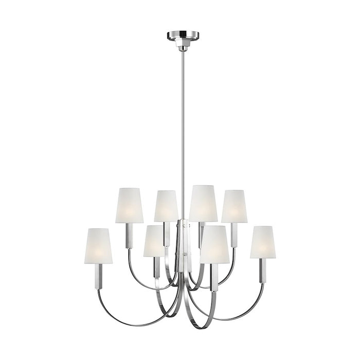 Visual Comfort Studio Logan 8-Lt Large Two-Tier Chandelier, Nickel/WH - TC1088PN