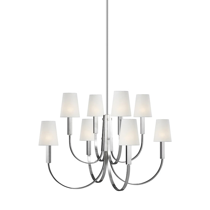 Visual Comfort Studio Logan 8-Lt Large Two-Tier Chandelier, Nickel/WH