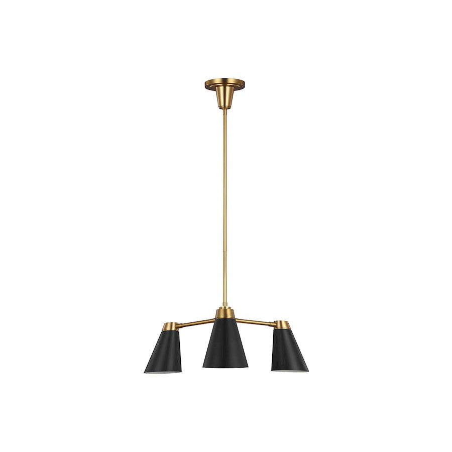 Visual Comfort Studio Signoret 3-Lt Small Chandelier, Brass/Midnight - TC1093BBS