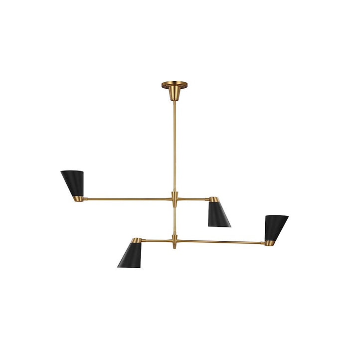 Visual Comfort Studio Signoret 4 Light Med Chandelier, Brass/Black - TC1104BBS