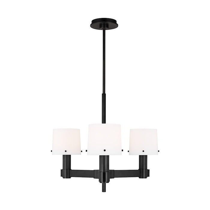 Visual Comfort Studio Palma 3-Lt Small Chandelier, Iron/Opal Etched - TC1123AI