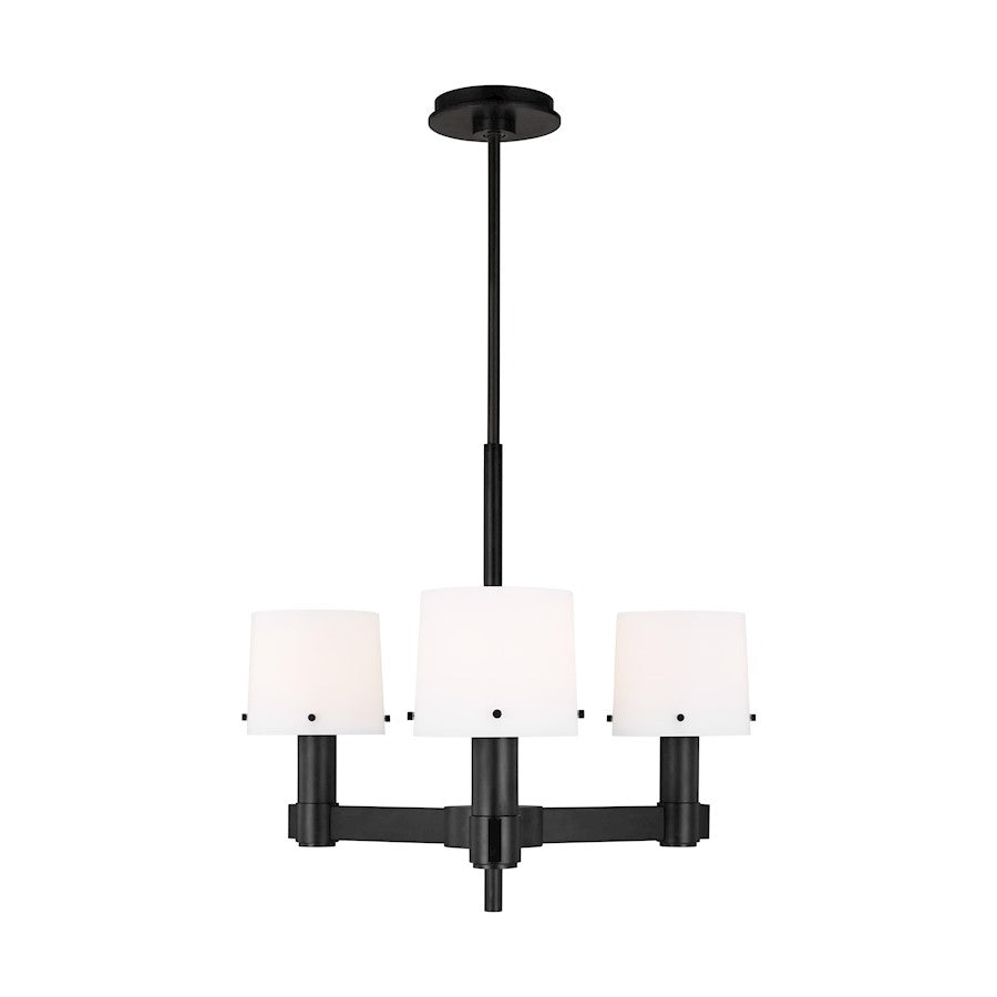 Visual Comfort Studio Palma 3-Lt Small Chandelier, Iron/Opal Etched - TC1123AI