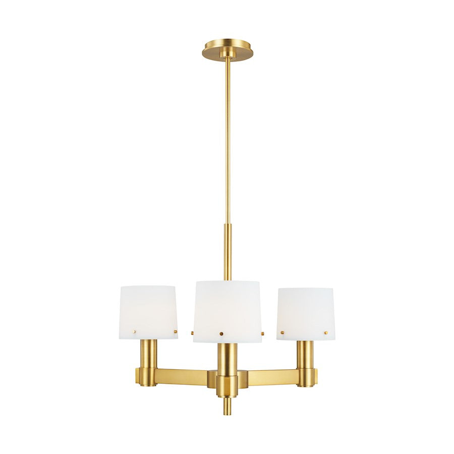 Visual Comfort Studio Palma 3-Lt Small Chandelier, Brass/Opal Etched - TC1123BBS